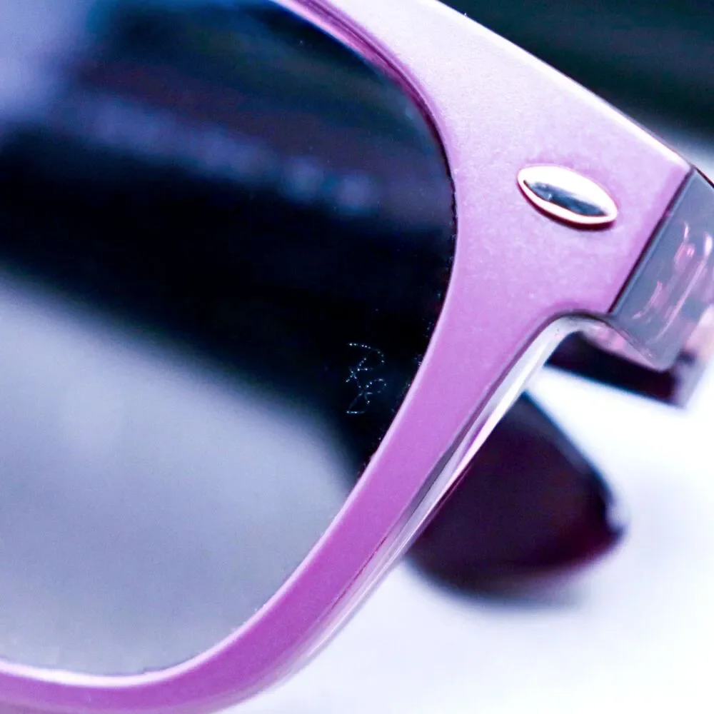 Ray-Ban New Wayfarer Violet Matte Gray Polarized Lens 55-18 145